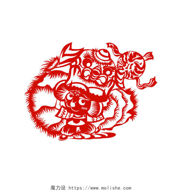 春节窗花卡通手绘新年鼠年剪纸